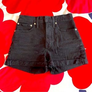 Madewell black denim cotton hi rise shorts